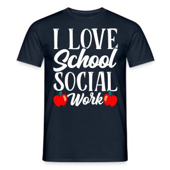 J’aime le travail social scolaire travailleurs sociaux de l’école - T-shirt homme - marine - Devant - AI Model Male 178 light (178cm)