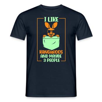 I like kangaroos and maybe 3 people animal - Men's T-Shirt - navy - Front - AI Model Male 178 light (178cm)