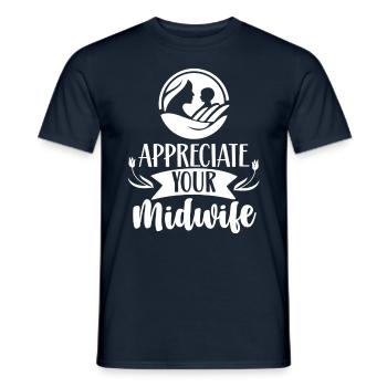Schätze Deine Hebamme Hebammen Beruf Geburtshilfe - Männer T-Shirt - Navy - Vorne - AI Model Male 178 light (178cm)