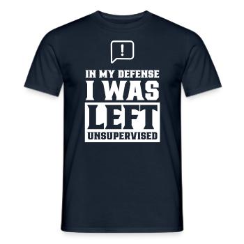 Left unattended in my defense - Men's T-Shirt - navy - Front - AI Model Male 178 light (178cm)