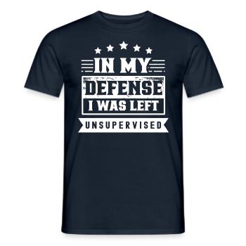Left unattended in my defense - Men's T-Shirt - navy - Front - AI Model Male 178 light (178cm)