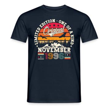 Original November 1996 26th Birthday Gift - Men's T-Shirt - navy - Front - AI Model Male 178 light (178cm)