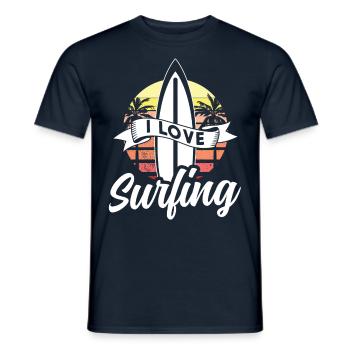 I Love Surfing Surfing Surfboard Surfer - Men's T-Shirt - navy - Front - AI Model Male 178 light (178cm)