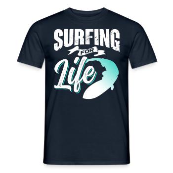 Surfing for life Surfer Surfing Surfboard - Men's T-Shirt - navy - Front - AI Model Male 178 light (178cm)