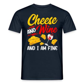 Fromage et vin et je suis un amoureux de l’amour - T-shirt homme - marine - Devant - AI Model Male 178 light (178cm)
