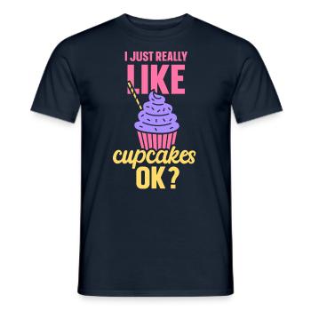 J’aime vraiment les cupcakes cupcakes sucrés - T-shirt homme - marine - Devant - AI Model Male 178 light (178cm)