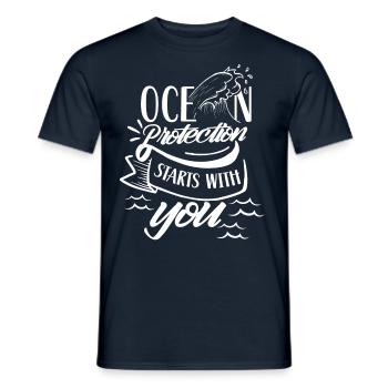 The protection of the oceans begins with you sea lake - Men's T-Shirt - navy - Front - AI Model Male 178 light (178cm)