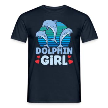 Dolphin Girl Dolphins Dolphins Dolphin Lovers - Men's T-Shirt - navy - Front - AI Model Male 178 light (178cm)