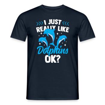 I like dolphins just very much dolphins dolphin - Men's T-Shirt - navy - Front - AI Model Male 178 light (178cm)