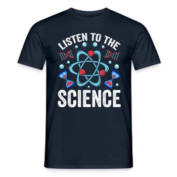 Écoutez Science Scientists Science - T-shirt homme - marine - Devant - AI Model Male 178 light (178cm)