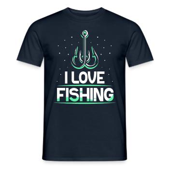 I Love Fishing Anglers Fishermen Fishing Fishing - Men's T-Shirt - navy - Front - AI Model Male 178 light (178cm)