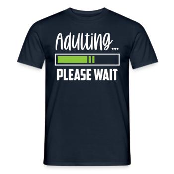Grandir s’il vous plaît attendre la puberté anniversaire - T-shirt homme - marine - Devant - AI Model Male 178 light (178cm)