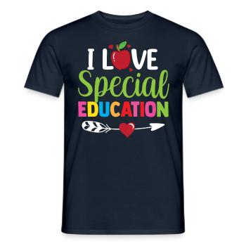 J’aime l’éducation spécialisée Enseignante en éducation spécialisée - T-shirt homme - marine - Devant - AI Model Male 178 light (178cm)