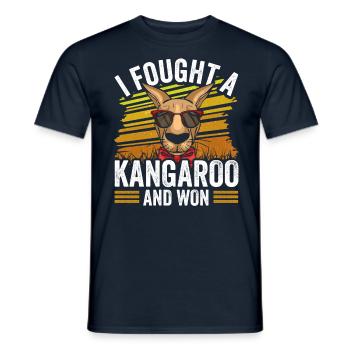 I fought with a kangaroo and won kangaroos - Men's T-Shirt - navy - Front - AI Model Male 178 light (178cm)