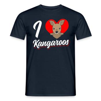 I love kangaroos lover animal kangaroo - Men's T-Shirt - navy - Front - AI Model Male 178 light (178cm)