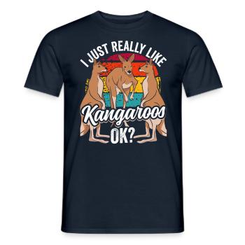 I just like kangaroos very much animal kangaroo - Men's T-Shirt - navy - Front - AI Model Male 178 light (178cm)