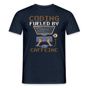 Programming powered by caffeine coding - Men's T-Shirt - navy - Front - AI Model Male 178 light (178cm)