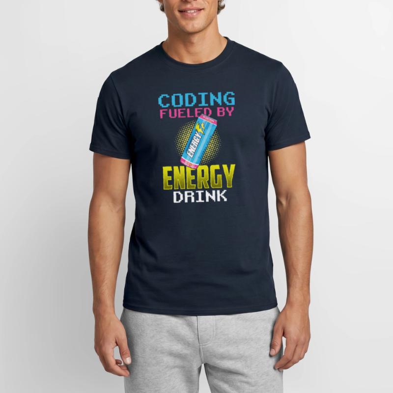 Programmieren Mit Energydrinks Coder Coding Code Männer T-Shirt