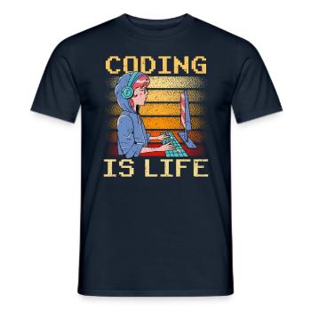 Coding Ist Leben Coder Code Programmierer - Männer T-Shirt - Navy - Vorne - AI Model Male 178 light (178cm)
