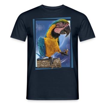 The blue and yellow macaw - Men's T-Shirt - navy - Front - AI Model Male 178 light (178cm)
