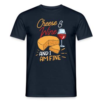 Fromage et vin et je suis un amoureux de l’amour - T-shirt homme - marine - Devant - AI Model Male 178 light (178cm)