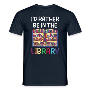 I would rather be in the library Books - Men's T-Shirt - navy - Front - AI Model Male 178 light (178cm)
