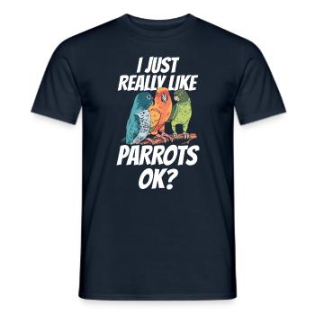 Ich Mag Papageien Einfach Sehr Papagei Tier Süß - Männer T-Shirt - Navy - Vorne - AI Model Male 178 light (178cm)