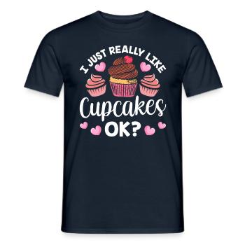 J’aime vraiment les cupcakes cupcakes sucrés - T-shirt homme - marine - Devant - AI Model Male 178 light (178cm)