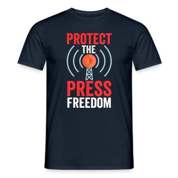 Protège la liberté de la presse Journaliste Loi sur la presse - T-shirt homme - marine - Devant - AI Model Male 178 light (178cm)