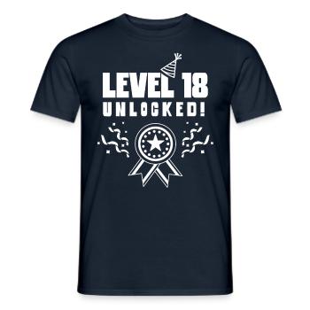 Level 18 Unlocked Celebration Eighteen Birthday - Men's T-Shirt - navy - Front - AI Model Male 178 light (178cm)