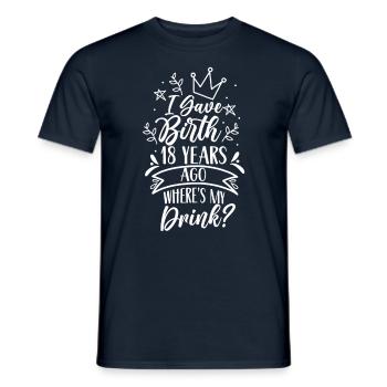 J’ai accouché il y a 18 ans où est ma boisson - T-shirt homme - marine - Devant - AI Model Male 178 light (178cm)