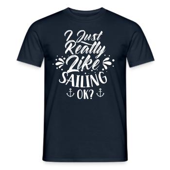 I just like sailing very sailor sailboat - Men's T-Shirt - navy - Front - AI Model Male 178 light (178cm)
