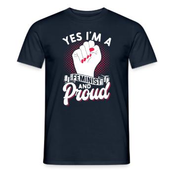 Yes I am a feminist and proud of women - Men's T-Shirt - navy - Front - AI Model Male 178 light (178cm)