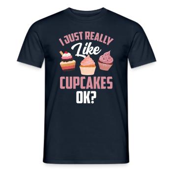 J’aime vraiment les cupcakes cupcakes sucrés - T-shirt homme - marine - Devant - AI Model Male 178 light (178cm)