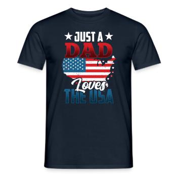 Seulement un père qui aime les États-Unis Amérique États-Unis - T-shirt homme - marine - Devant - AI Model Male 178 light (178cm)