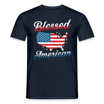 Bienheureux États-Unis Amérique États-Unis Patriotique - T-shirt homme - marine - Devant - AI Model Male 178 light (178cm)