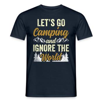 Let's go camping and ignore the world - Men's T-Shirt - navy - Front - AI Model Male 178 light (178cm)