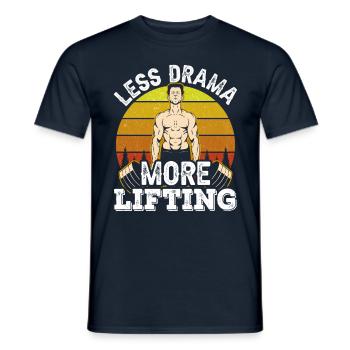 Moins de drame Plus de haltérophilie Gym Hobby - T-shirt homme - marine - Devant - AI Model Male 178 light (178cm)
