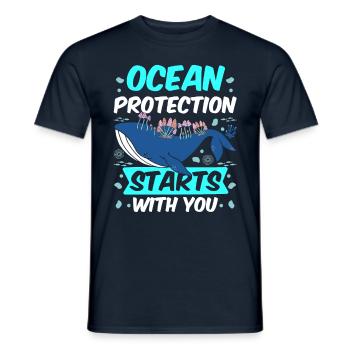 The protection of the seas begins with you sea sea - Men's T-Shirt - navy - Front - AI Model Male 178 light (178cm)