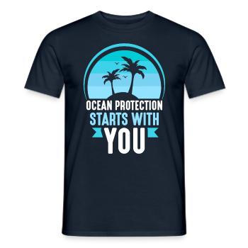 The protection of the oceans begins with you sea lake - Men's T-Shirt - navy - Front - AI Model Male 178 light (178cm)