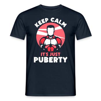Restez calme Seule la puberté a grandi - T-shirt homme - marine - Devant - AI Model Male 178 light (178cm)