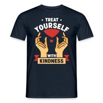 Behandele Dich Selbst Mit Freundlichkeit Positiv - Männer T-Shirt - Navy - Vorne - AI Model Male 178 light (178cm)