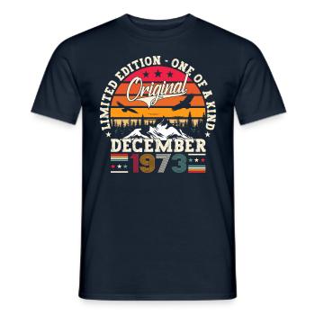 December Born 1973 49th birthday gift - Men's T-Shirt - navy - Front - AI Model Male 178 light (178cm)