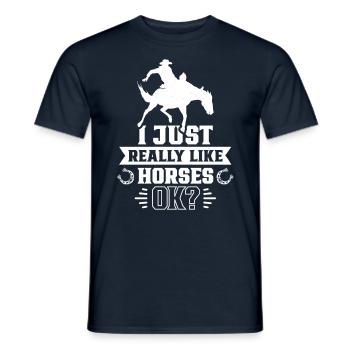 I just like horses very much rider horse riding - Men's T-Shirt - navy - Front - AI Model Male 178 light (178cm)
