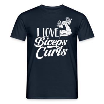 J’aime les boucles de biceps Muscles d’entraînement Dictons - T-shirt homme - marine - Devant - AI Model Male 178 light (178cm)