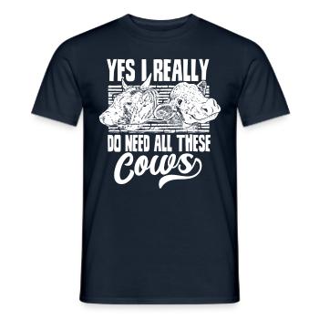 Oui j’ai vraiment besoin de toutes ces vaches vaches animaux - T-shirt homme - marine - Devant - AI Model Male 178 light (178cm)