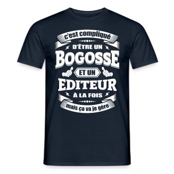 BOGOSSE ET ÉDITEUR - T-shirt homme - marine - Devant - AI Model Male 178 light (178cm)
