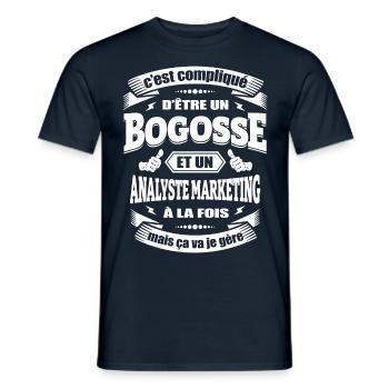 BOGOSSE ET ANALYSTE MARKETING - T-shirt homme - marine - Devant - AI Model Male 178 light (178cm)