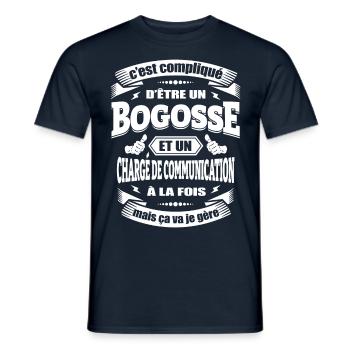 BOGOSSE ET CHARGE DE COMMUNICATION - T-shirt homme - marine - Devant - AI Model Male 178 light (178cm)