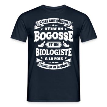 BOGOSSE ET BIOLOGISTE A LA FOIS - T-shirt homme - marine - Devant - AI Model Male 178 light (178cm)